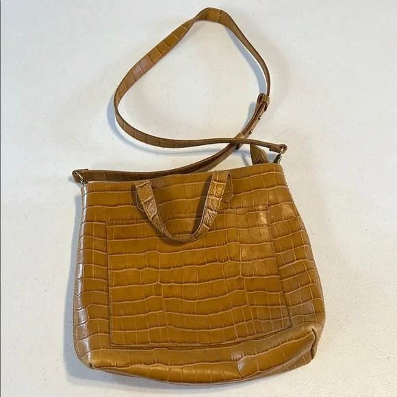 Elegant Tan Crocodile-Embossed Women\'s Bag Escada Luggage Tan Croc Embossed Leather Handbag main image 4